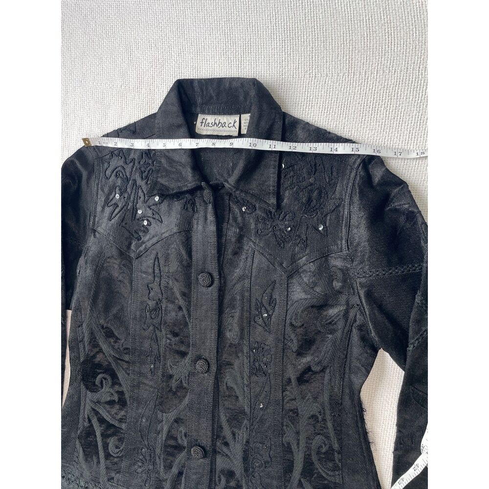 Flashback Black Embellished Jacket|vintage Beaded & Embroidered Boho Chic unique - Picture 13 of 13